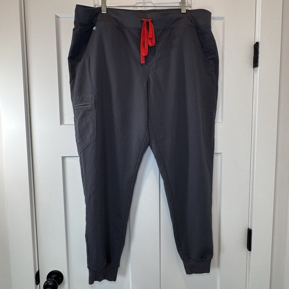 Figs Gray Joggers with Red Drawstring